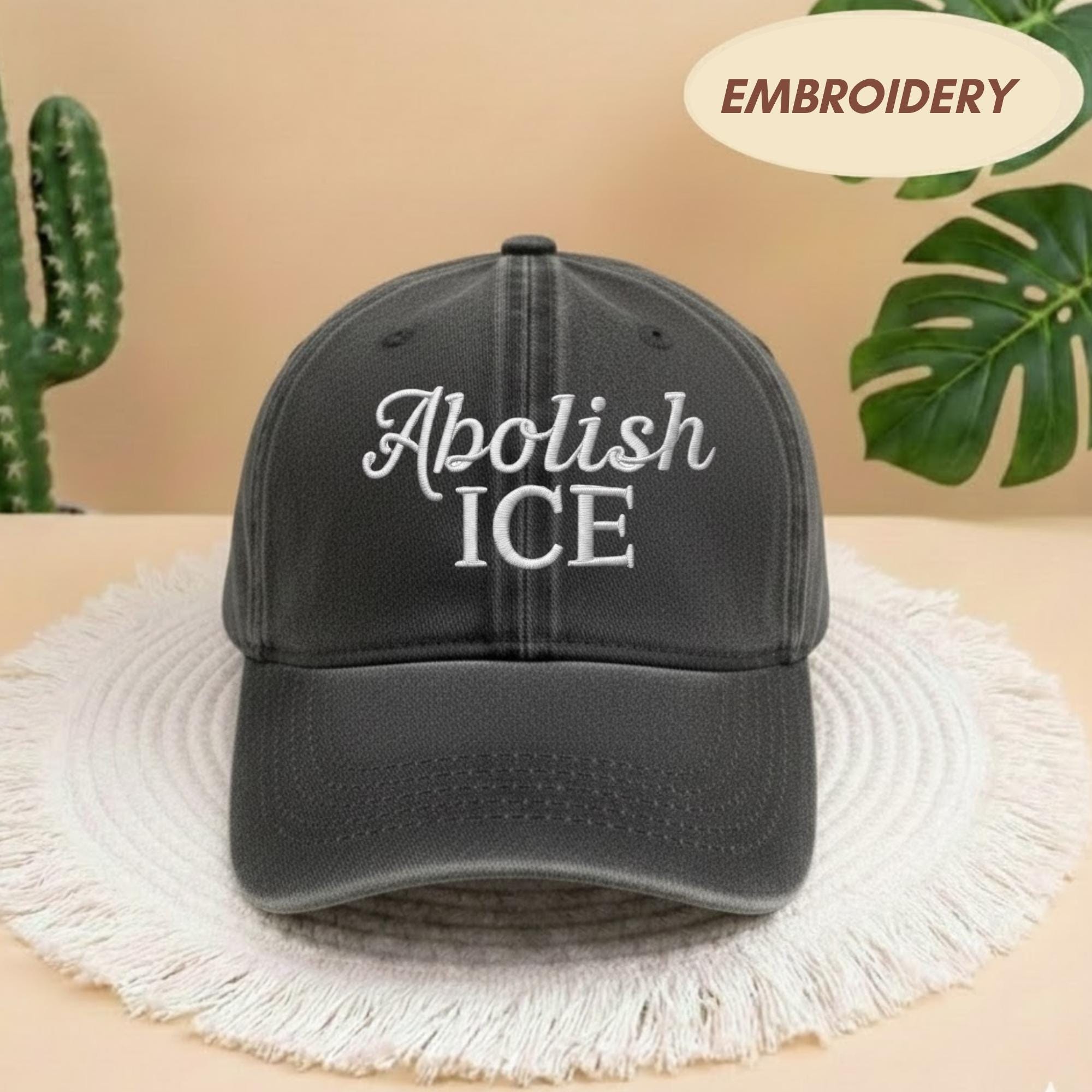 Abolish ICE Political ANTI Political Embroidered Adjustable Hat, Baseball Cap