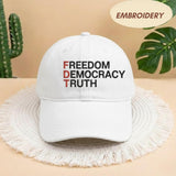 Freedom Democracy Truth Embroidered Hat, Human Rights Activist Gift, Abolish Ice Hat, FDT Hat, Political Statement Baseball Hat
