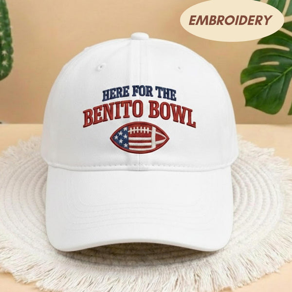 Here for The Benito Bowl Embroidered Baseball Cap, Benito Bowl Hat, Puerto Rico Football Fan Gift, 2026 Gameday Embroidered Dad Hat