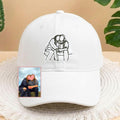 Custom Couple Photo Embroidered Hat, Personalized Couple Portrait Baseball Cap, Custom Line Art Wedding Anniversary Gift, Dad Hat for Couple