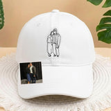 Personalized Couple Photo Embroidered Hat, Custom Wedding Line Art Cap, Anniversary Date Dad Hat, Custom Couple Photo Embroidered Hat