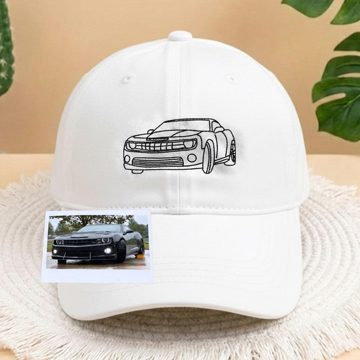 Custom Car Line Art Hat, Personalized Car Portrait Baseball Cap, Custom Cap from Photo, Camaro Fan Gift, Car Dad Hat, Gift for Him