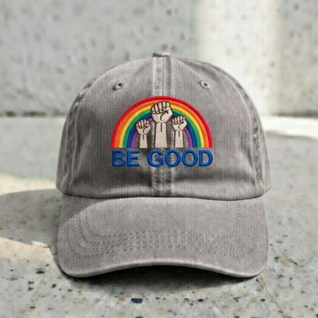 Rainbow Fist Embroidered Baseball Cap - Pride Solidarity Festival Cotton Dad Hat