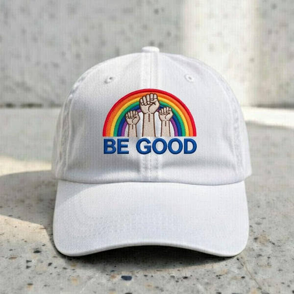 Embroidered Rainbow Fist Hat, Positive Message Cotton Cap