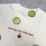 Embroidered Pregnancy Announcement Sweatshirt, Brewing A Tiny Bean Coffee Crewneck