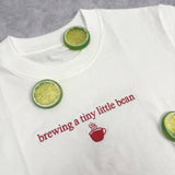Embroidered Pregnancy Announcement Sweatshirt, Brewing A Tiny Bean Coffee Crewneck