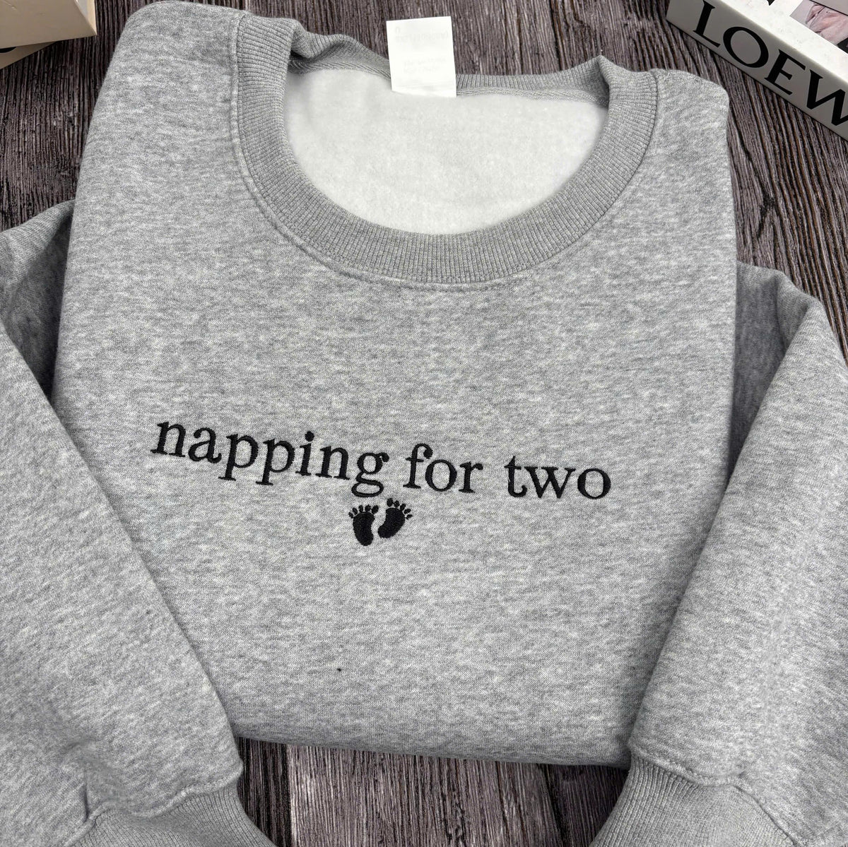 Embroidered Napping For Two Sweatshirt, Pregnancy Announcement Mom to Be Crewneck