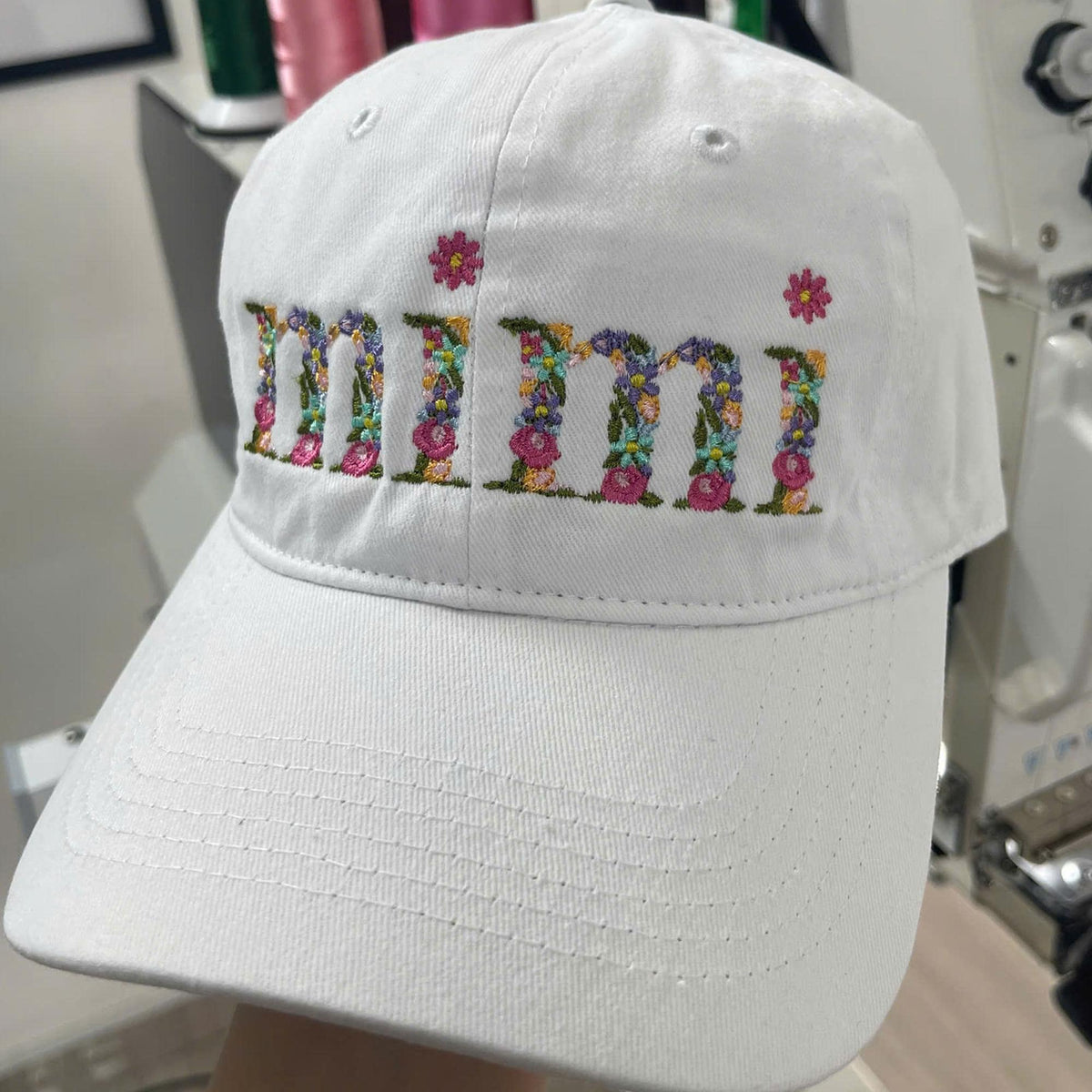 Personalized Floral Alphabet Baseball Cap, Custom Embroidered Mimi Nana Lana Floral Dad Hat, Boho Washed Cap, Mother's Day Gift