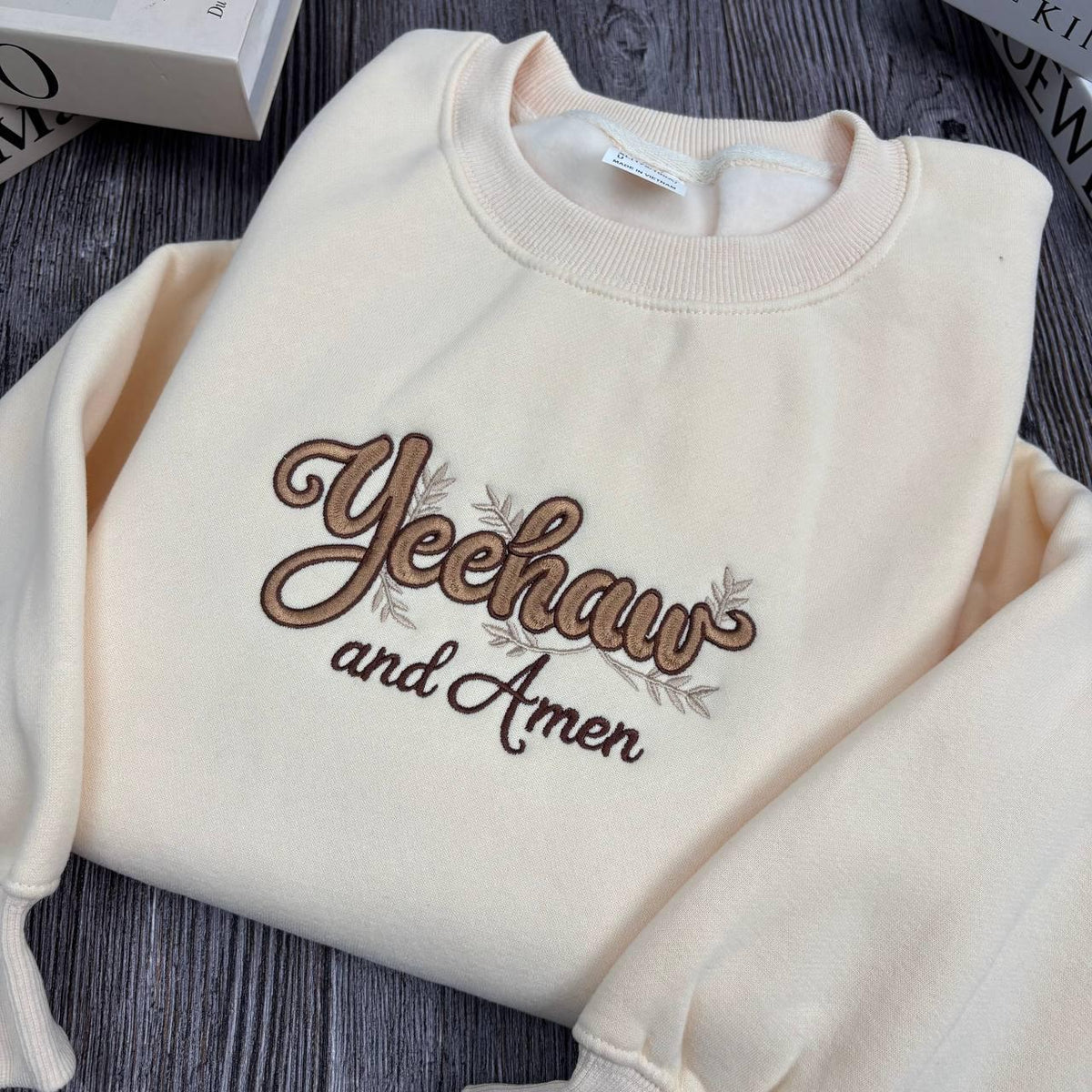 Yeehaw and Amen Western Christian Sweatshirt, Cowboy Southern Faith Embroidered Crewneck
