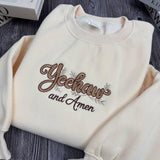 Yeehaw and Amen Western Christian Sweatshirt, Cowboy Southern Faith Embroidered Crewneck