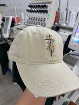 Floral Cross Embroidered Hat, Christian Flower Baseball Cap, Aesthetic Religious Hat, Vintage Faith Based Apparel, Flower Cross Gift