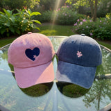 Matching Heart Puzzle Piece Embroidered Hats, Couple Washed Cotton Baseball Caps, Romantic Gift