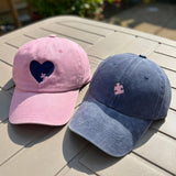 Matching Heart Puzzle Piece Embroidered Hats, Couple Washed Cotton Baseball Caps, Romantic Gift