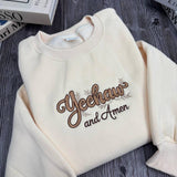 Yeehaw and Amen Western Christian Sweatshirt, Cowboy Southern Faith Embroidered Crewneck