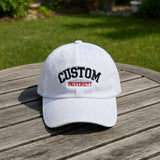Personalized University Embroidered Hat, Custom College Name Baseball Cap, Alumni Gift