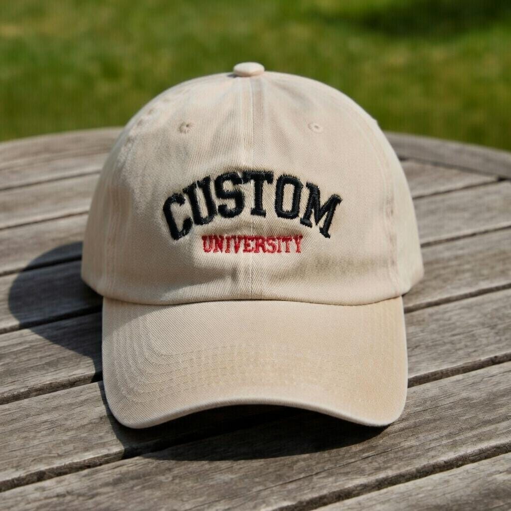 Personalized University Embroidered Hat, Custom College Name Baseball Cap, Alumni Gift