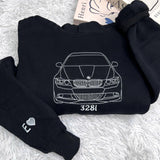 Custom Truck Line Art Embroidered T-shirt, Personalized Car Photo Vehicle Portrait Tee