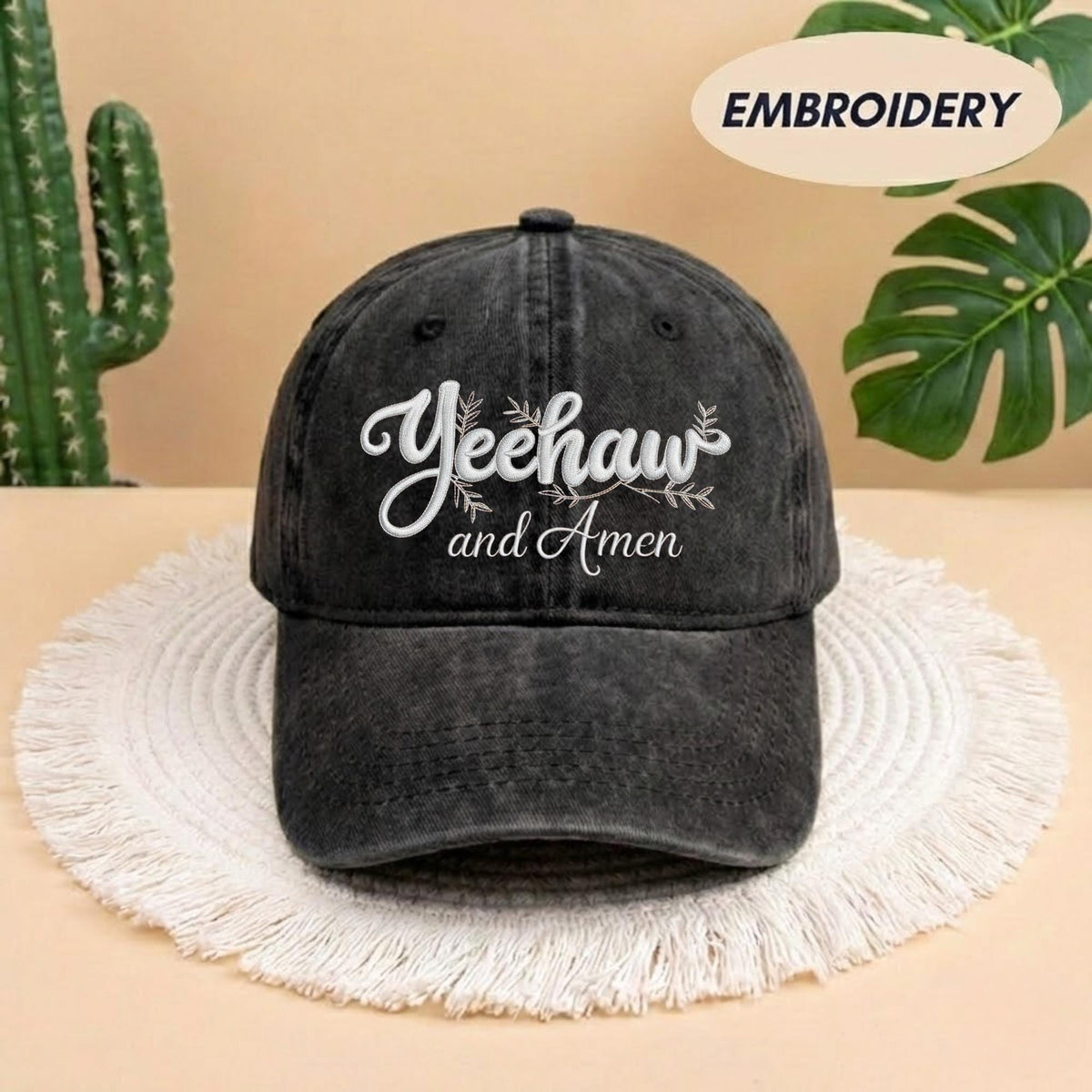 Western Cowgirl Embroidered Hat, Christian Faith Baseball Cap, Southern Style Gift for Mom