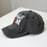 Basketball Mom Hat | Embroidered Heart Washed Denim Dad Cap | Vintage Game Day Apparel | Proud Sports Mother Gift