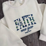 Faith Over Fear Embroidered Sweatshirt, Bible Verse Isaiah 41:10 Christian Crewneck