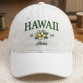 Hawaii Tropical Floral Embroidered Hat, Island Style Cotton Baseball Cap, Beach Vacation Gift