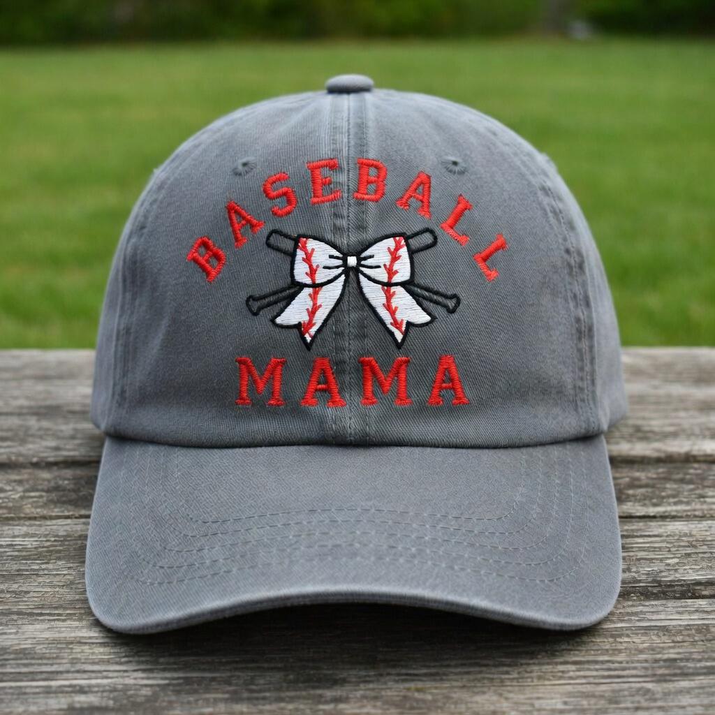 Baseball Mama Bow Embroidered Hat, Cute Sports Mom Baseball Cap, Game Day Gift