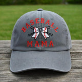 Baseball Mama Bow Embroidered Hat, Cute Sports Mom Baseball Cap, Game Day Gift