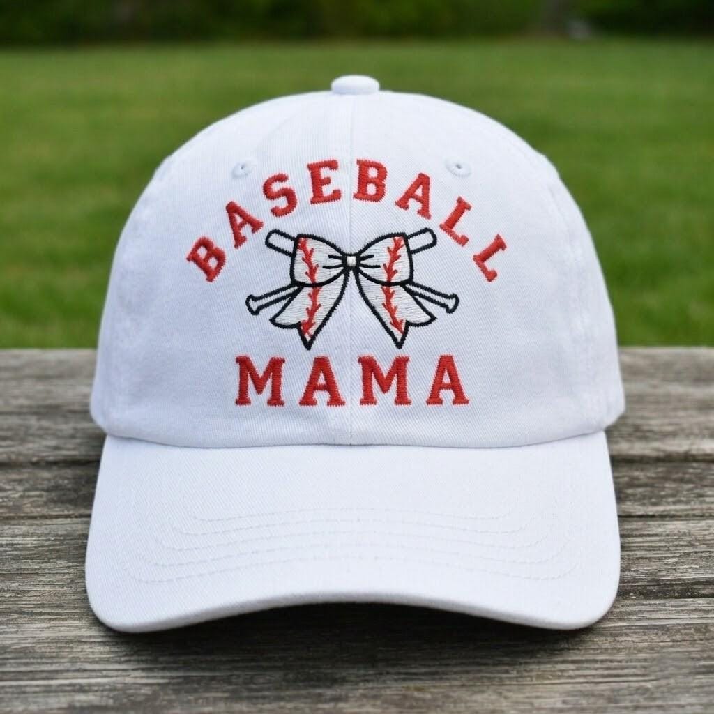 Baseball Mama Bow Embroidered Hat, Cute Sports Mom Baseball Cap, Game Day Gift