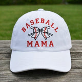Baseball Mama Bow Embroidered Hat, Cute Sports Mom Baseball Cap, Game Day Gift