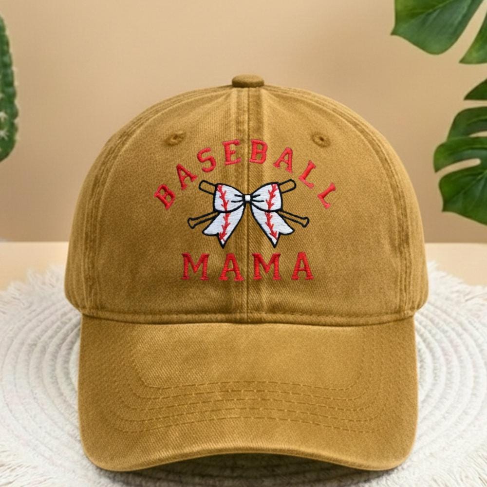 Baseball Mama Bow Embroidered Hat, Cute Sports Mom Baseball Cap, Game Day Gift