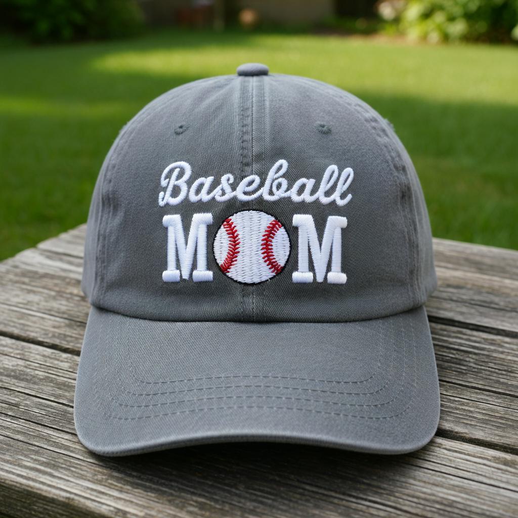 Baseball Mom Embroidered Hat, Vintage Washed Baseball Cap, Sports Mom Gift