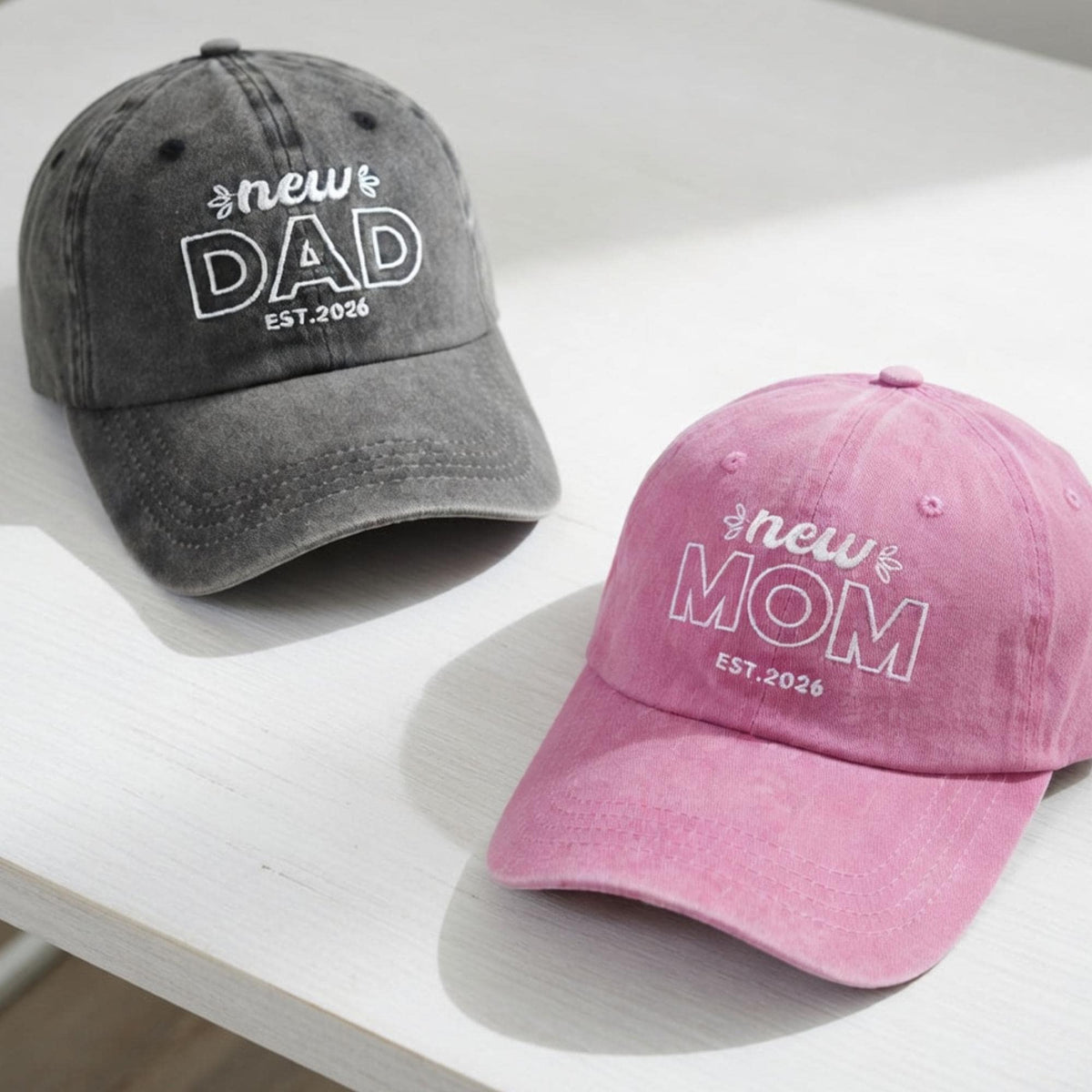 New Dad New Mom 2026 Est Baseball Caps, Pregnancy Announcement Gifts for Parents to Be, Baby Reveal Party Hats, Embroidered Dad Mom Gifts