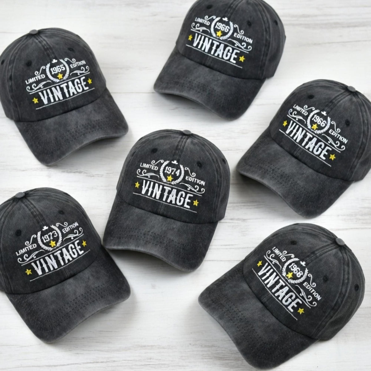 Custom Vintage Year Hat, Personalized Gold Star Limited Edition Birthday Gift, Retro Embroidered Dad Hat, Washed Cotton Hat Gift