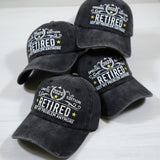 Custom Retired Year Hat, Personalized Retirement Gift for Men Women, Not My Problem Anymore, Washed Vintage Embroidered Dad Cap