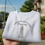 Custom Lighthouse Embroidered Sweatshirt, Personalized Coastal Nautical Beach Crewneck