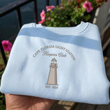 Custom Lighthouse Embroidered Sweatshirt, Personalized Coastal Nautical Beach Crewneck