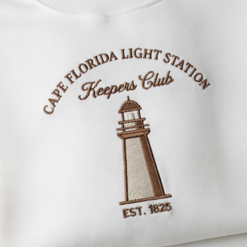 Custom Lighthouse Embroidered Sweatshirt, Personalized Coastal Nautical Beach Crewneck