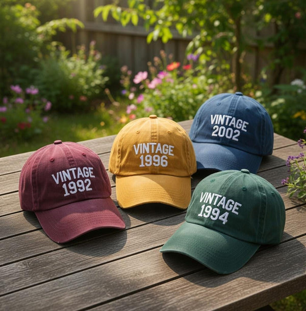Personalized Birth Year Embroidered Hat, Custom Vintage Year Baseball Cap, Milestone Birthday Gift