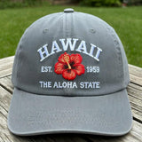 Hawaii Hibiscus Flower Embroidered Hat, Vintage Washed Dad Hat, Tropical Travel Gift