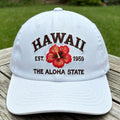 Hawaii Hibiscus Flower Embroidered Hat, Vintage Washed Dad Hat, Tropical Travel Gift