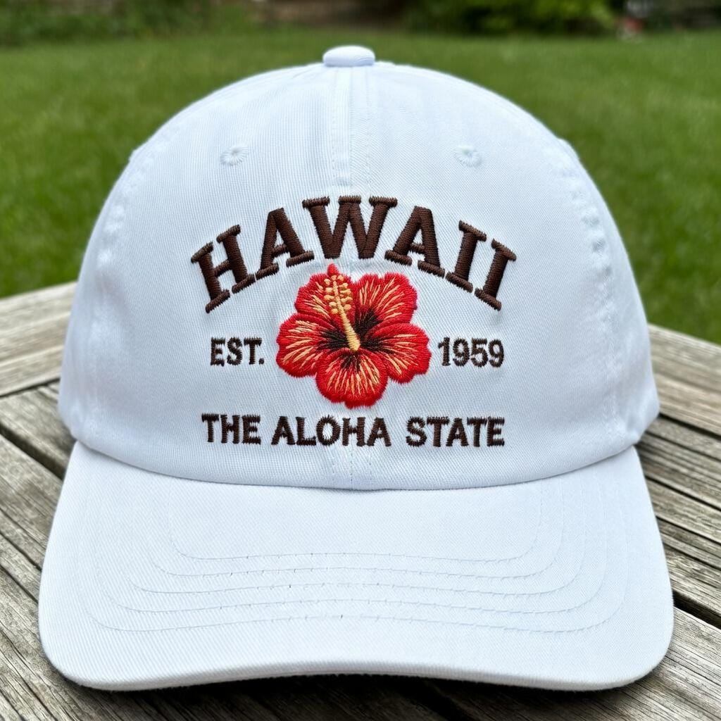 Hawaii Hibiscus Flower Embroidered Hat, Vintage Washed Dad Hat, Tropical Travel Gift