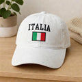 Italy Flag Embroidered Hat, Italian National Flag White Cotton Baseball Cap, Travel Gift
