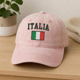 Italy Flag Embroidered Hat, Italian National Flag White Cotton Baseball Cap, Travel Gift