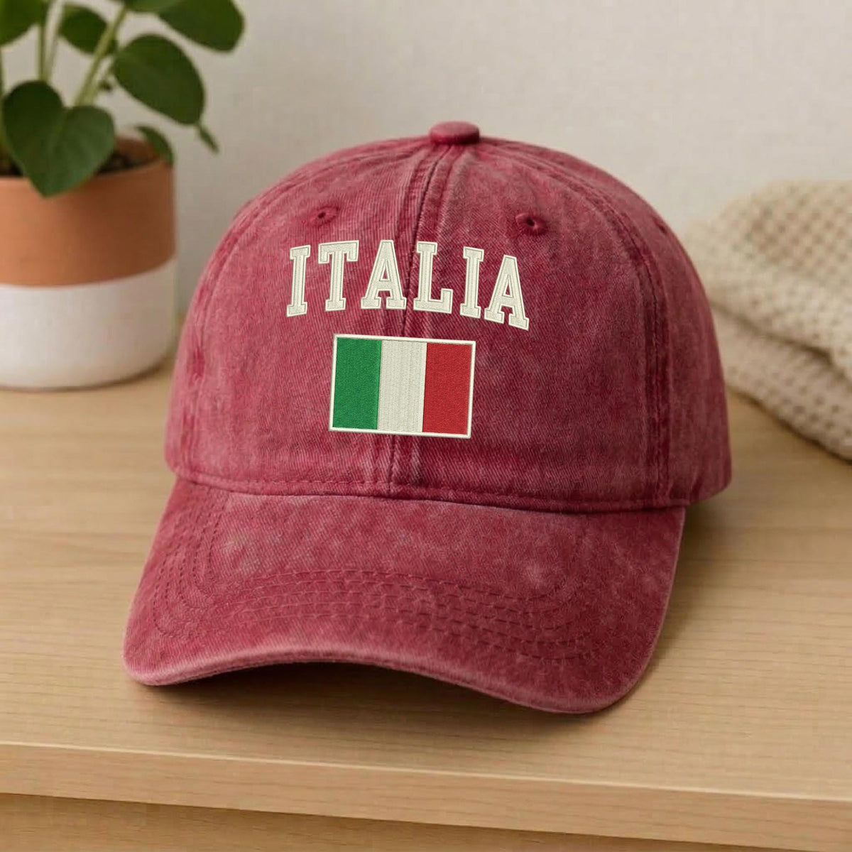 Italy Flag Embroidered Hat, Italian National Flag White Cotton Baseball Cap, Travel Gift