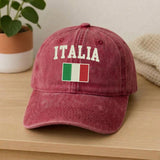 Italy Flag Embroidered Hat, Italian National Flag White Cotton Baseball Cap, Travel Gift