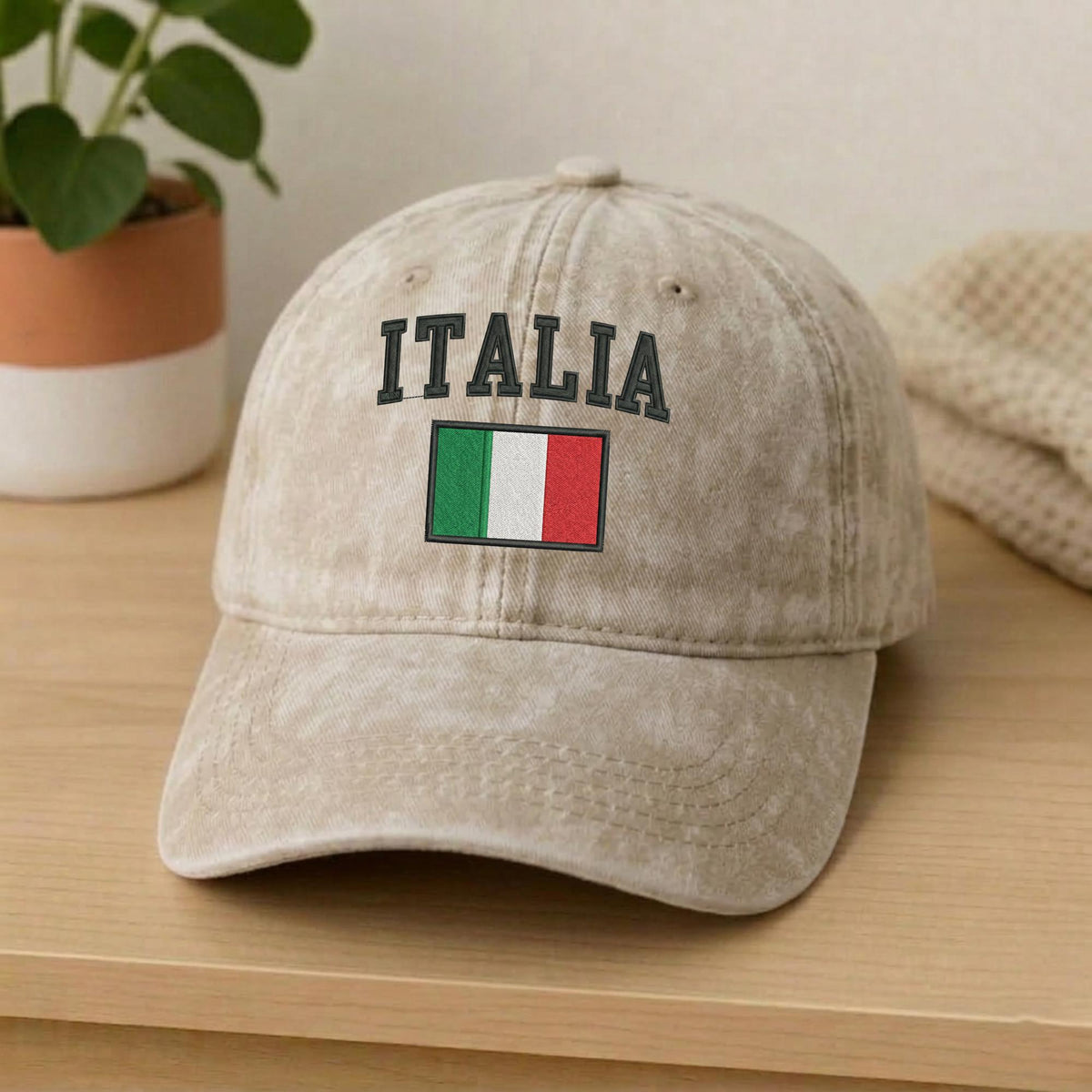 Italy Flag Embroidered Hat, Italian National Flag White Cotton Baseball Cap, Travel Gift