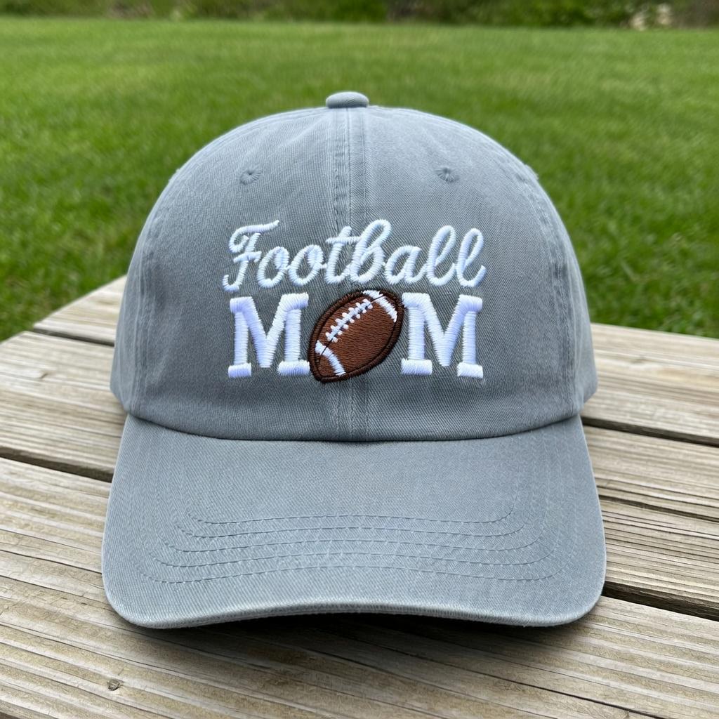 Football Mom Embroidered Hat, Vintage Washed Cotton Baseball Cap, Sports Mom Gift