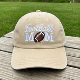 Football Mom Embroidered Hat, Vintage Washed Cotton Baseball Cap, Sports Mom Gift