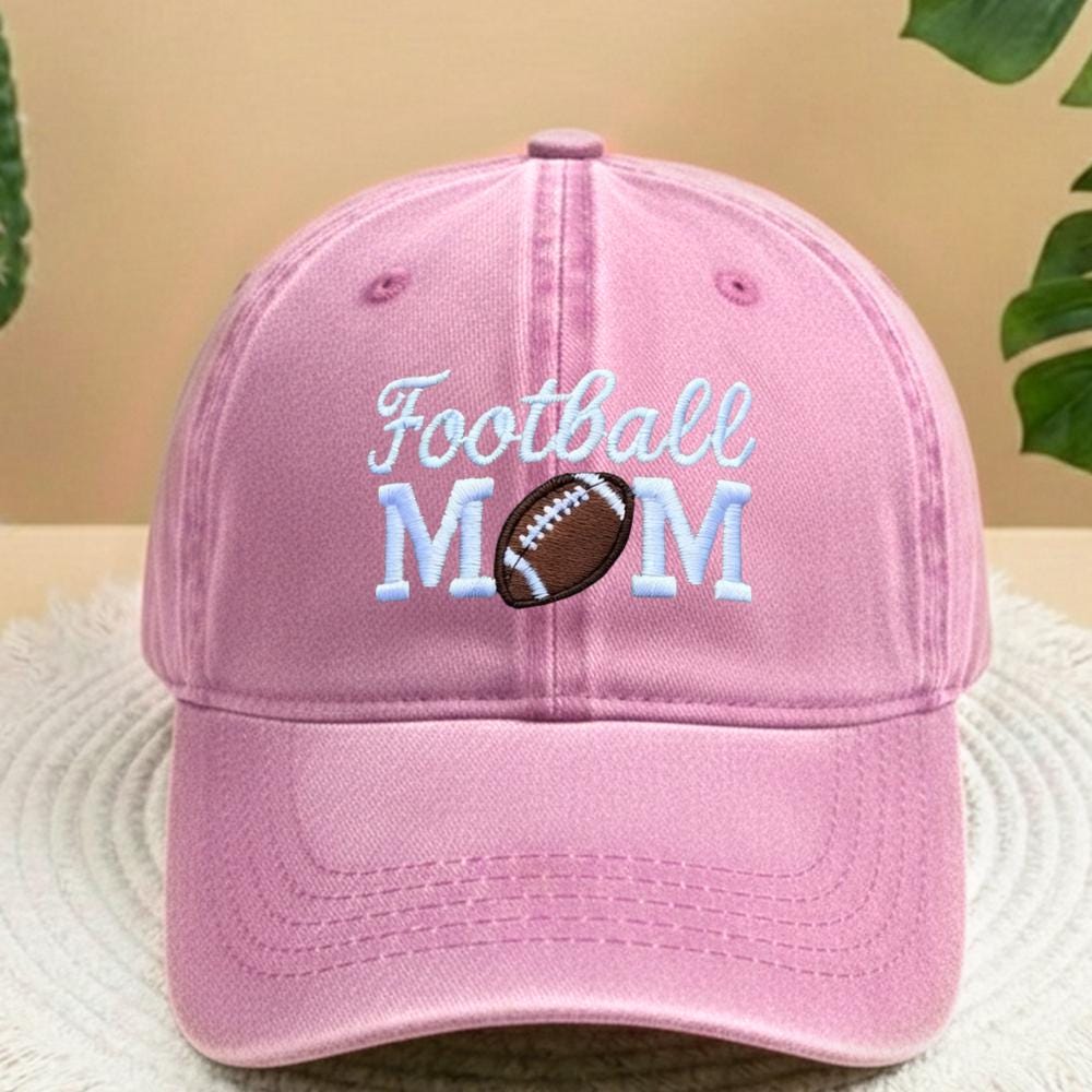 Football Mom Embroidered Hat, Vintage Washed Cotton Baseball Cap, Sports Mom Gift