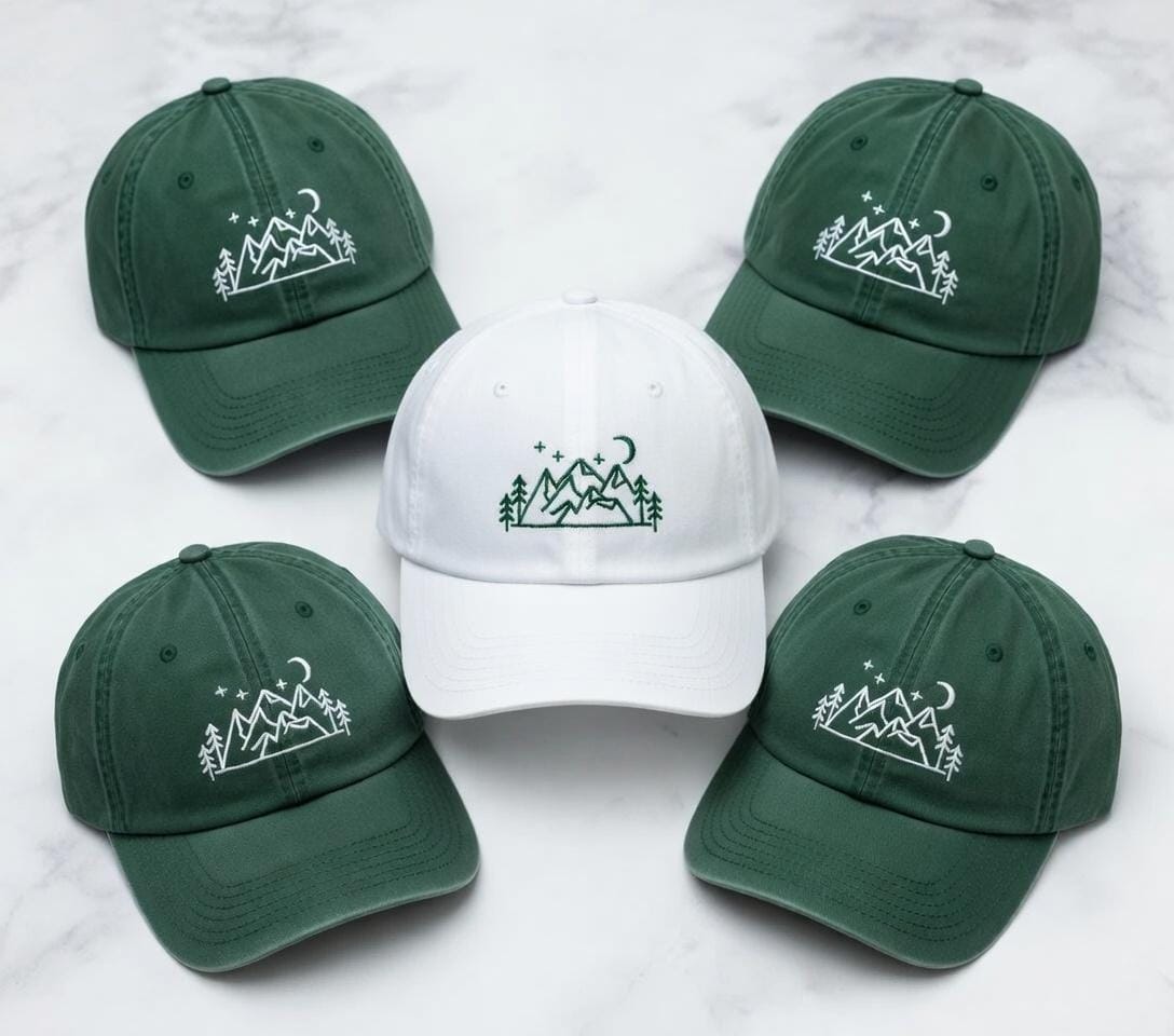 Embroidered Camp Bachelorette Hat, Bachelorette Party Hats, Bridal Party Gifts, Bridal Shower Gift, Bridesmaid Gifts, Mountain and Moon Hat